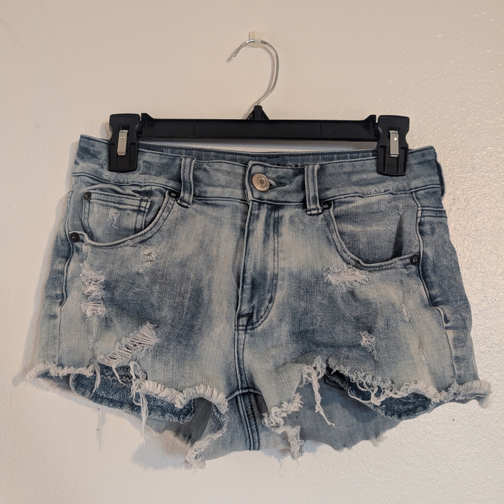 American Eagle Outfitters Blue Jean Shorts Distressed Cut-Offs